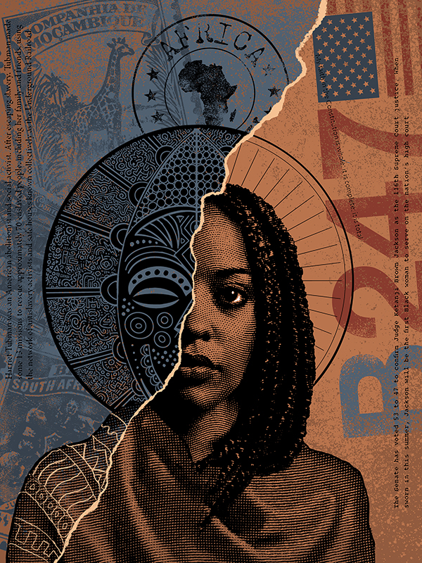 Collage screenprint of African American Woman